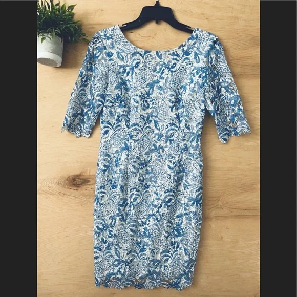 Antonio Melani Dresses | Antonio Melani Lace Blue/White Dress | Color: Blue/White | Size: 4 | Sisters_4's Closet